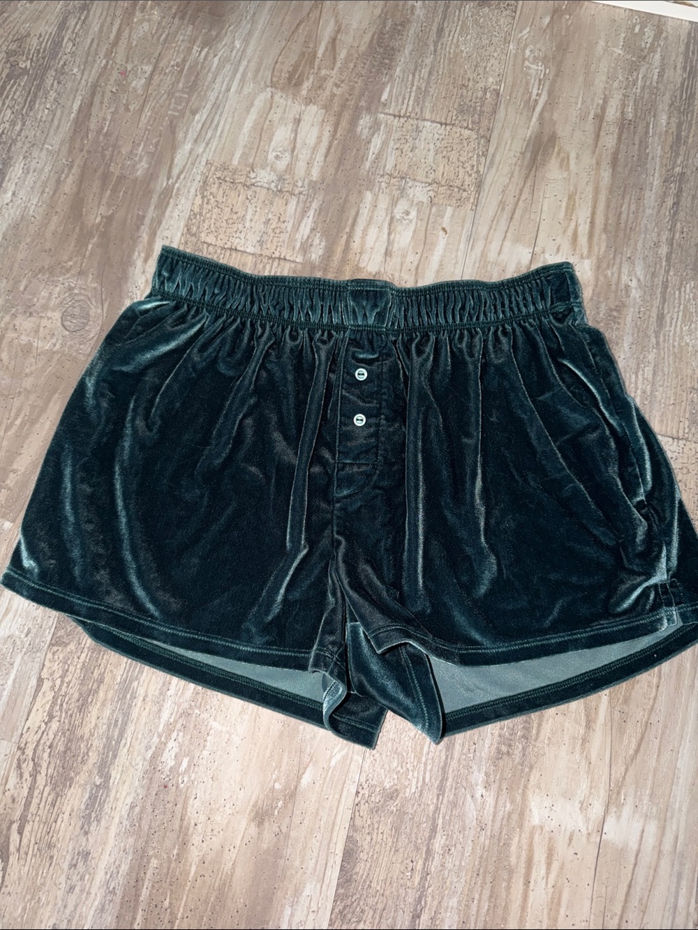 PINK Victoria's Secret Velvet Lounge Shorts in Deep Green